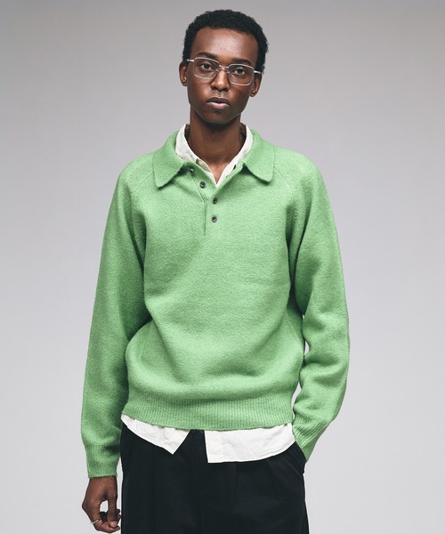 RAGLAN SLEEVE KNIT PORO / ラグランスリーブニットポロシャツ（ニット