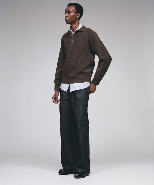 Adoon plain（アドーンプレーン）の「RAGLAN SLEEVE KNIT PORO  / ラグランスリーブニットポロシャツ（ニット/セーター・メンズ・ライトグリーン/レッド/ブラウン・LARGE/MEDIUM）」の22枚目の写真