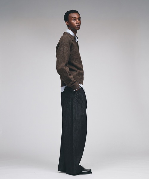 Adoon plain（アドーンプレーン）の「RAGLAN SLEEVE KNIT PORO  / ラグランスリーブニットポロシャツ（ニット/セーター・メンズ・ライトグリーン/レッド/ブラウン・LARGE/MEDIUM）」の12枚目の写真