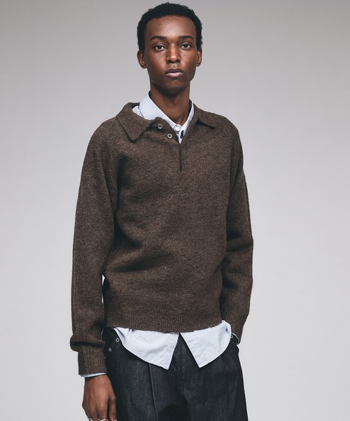 RAGLAN SLEEVE KNIT PORO / ラグランスリーブニットポロシャツ（ニット