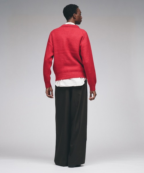 Adoon plain（アドーンプレーン）の「RAGLAN SLEEVE KNIT PORO  / ラグランスリーブニットポロシャツ（ニット/セーター・メンズ・ライトグリーン/レッド/ブラウン・LARGE/MEDIUM）」の5枚目の写真