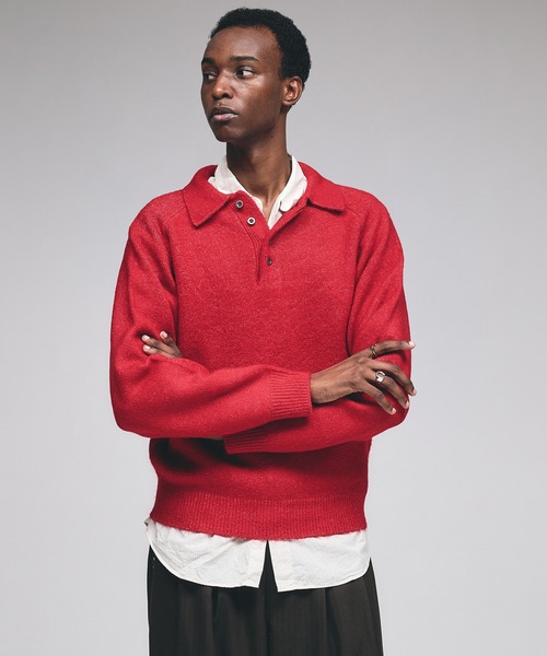 RAGLAN SLEEVE KNIT PORO / ラグランスリーブニットポロシャツ（ニット