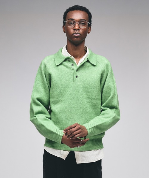 RAGLAN SLEEVE KNIT PORO / ラグランスリーブニットポロシャツ（ニット