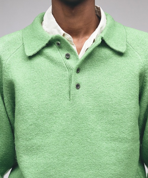 RAGLAN SLEEVE KNIT PORO / ラグランスリーブニットポロシャツ（ニット