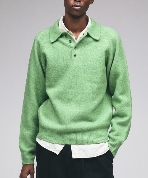 セール】RAGLAN SLEEVE KNIT PORO / ラグランスリーブニットポロシャツ