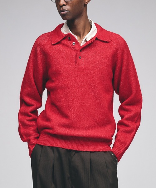 セール】RAGLAN SLEEVE KNIT PORO / ラグランスリーブニットポロシャツ