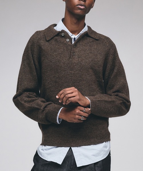 セール】RAGLAN SLEEVE KNIT PORO / ラグランスリーブニットポロシャツ