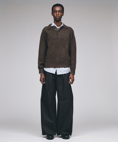 セール】RAGLAN SLEEVE KNIT PORO / ラグランスリーブニットポロシャツ