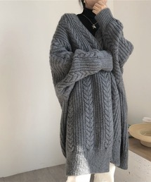 ケーブルニットロングカーディガン