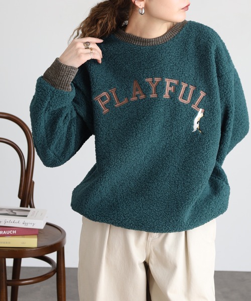 Quelle Chance(ケルシャンス)の「刺繍入りボアハイネックロングスリーブプルオーバー(Tシャツ/カットソー・レディース・グリーン/ライトグレー/キナリ・M/L)」の16枚目の写真