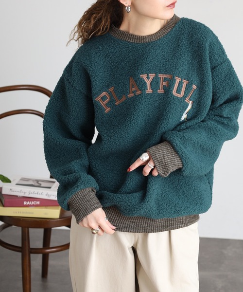 Quelle Chance(ケルシャンス)の「刺繍入りボアハイネックロングスリーブプルオーバー(Tシャツ/カットソー・レディース・グリーン/ライトグレー/キナリ・M/L)」の17枚目の写真