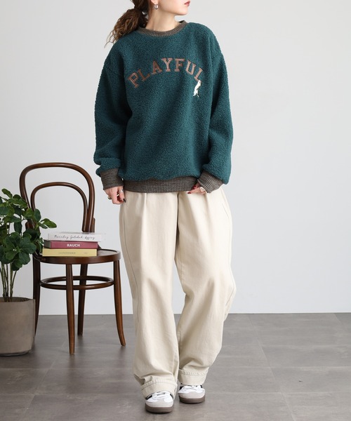 Quelle Chance(ケルシャンス)の「刺繍入りボアハイネックロングスリーブプルオーバー(Tシャツ/カットソー・レディース・グリーン/ライトグレー/キナリ・M/L)」の18枚目の写真