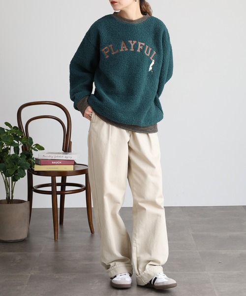 Quelle Chance(ケルシャンス)の「刺繍入りボアハイネックロングスリーブプルオーバー(Tシャツ/カットソー・レディース・グリーン/ライトグレー/キナリ・M/L)」の19枚目の写真