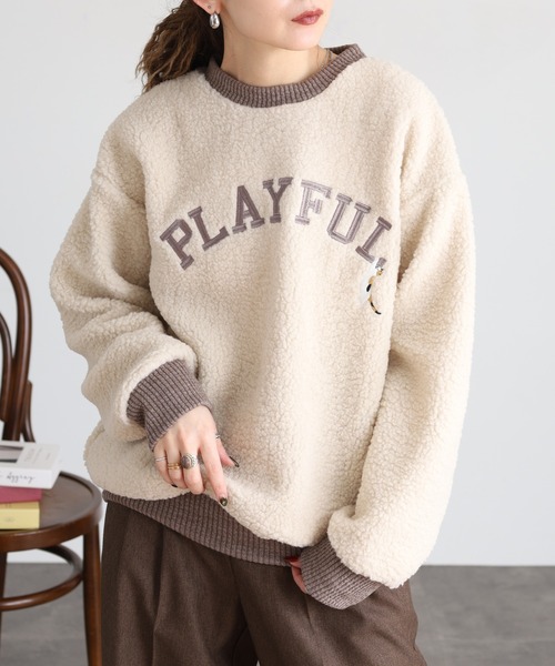 Quelle Chance(ケルシャンス)の「刺繍入りボアハイネックロングスリーブプルオーバー(Tシャツ/カットソー・レディース・グリーン/ライトグレー/キナリ・M/L)」の5枚目の写真