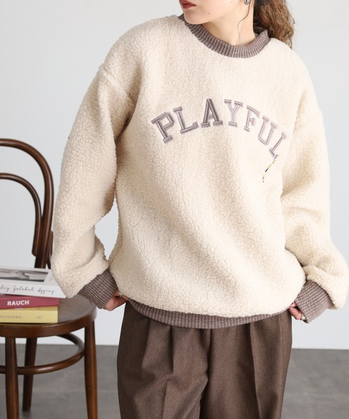 Quelle Chance(ケルシャンス)の「刺繍入りボアハイネックロングスリーブプルオーバー(Tシャツ/カットソー・レディース・グリーン/ライトグレー/キナリ・M/L)」の6枚目の写真