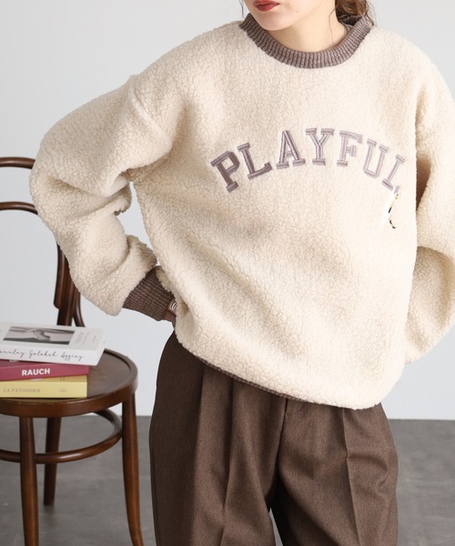 Quelle Chance(ケルシャンス)の「刺繍入りボアハイネックロングスリーブプルオーバー(Tシャツ/カットソー・レディース・グリーン/ライトグレー/キナリ・M/L)」の8枚目の写真