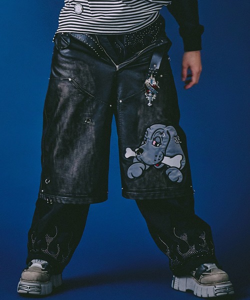 GALFY(ガルフィー)の「【GALFY/ガルフィー】バチバチピアスダブルニー(その他パンツ・メンズ・ブラック/カーキ/ブラウン・L/XL)」の1枚目の写真