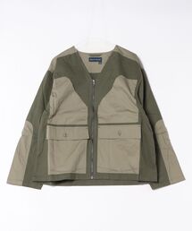 B.I.D.（ビーアイディー）の「《many men many mind》配色切替ノーカラーブルゾン（ノーカラージャケット）」