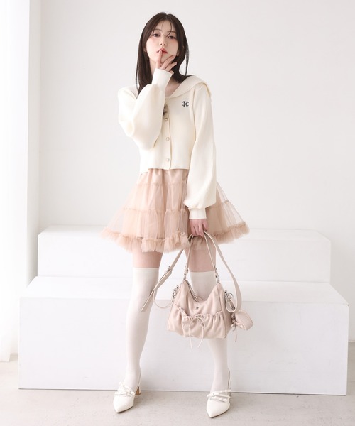 セーラーカラーニットカーディガン（カーディガン/ボレロ）｜one after