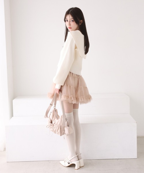 one after another NICE CLAUP（ワンアフターアナザーナイスクラップ）の「セーラーカラーニットカーディガン（カーディガン/ボレロ・レディース・ホワイト×ブラック/アイボリー/ネイビー/ピンク・FREE）」の16枚目の写真