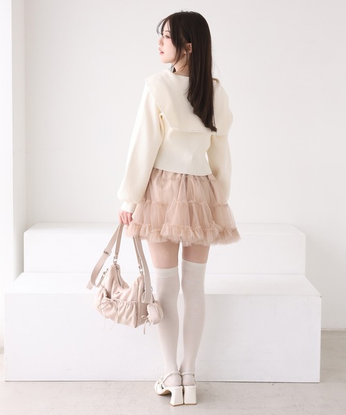 one after another NICE CLAUP（ワンアフターアナザーナイスクラップ）の「セーラーカラーニットカーディガン（カーディガン/ボレロ・レディース・ホワイト×ブラック/アイボリー/ネイビー/ピンク・FREE）」の17枚目の写真