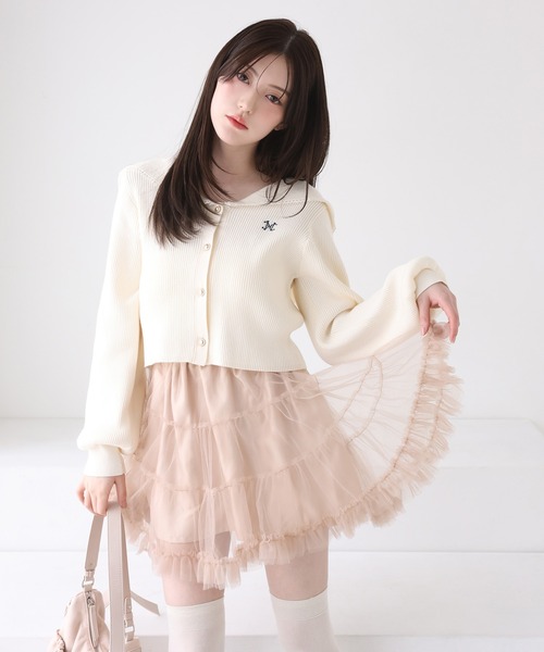 one after another NICE CLAUP（ワンアフターアナザーナイスクラップ）の「セーラーカラーニットカーディガン（カーディガン/ボレロ・レディース・ホワイト×ブラック/アイボリー/ネイビー/ピンク・FREE）」の19枚目の写真