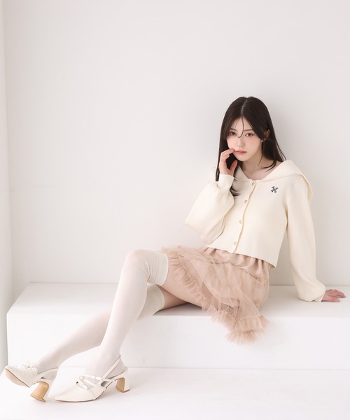 one after another NICE CLAUP（ワンアフターアナザーナイスクラップ）の「セーラーカラーニットカーディガン（カーディガン/ボレロ・レディース・ホワイト×ブラック/アイボリー/ネイビー/ピンク・FREE）」の20枚目の写真