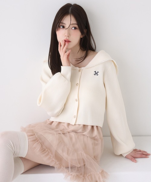 one after another NICE CLAUP（ワンアフターアナザーナイスクラップ）の「セーラーカラーニットカーディガン（カーディガン/ボレロ・レディース・ホワイト×ブラック/アイボリー/ネイビー/ピンク・FREE）」の21枚目の写真