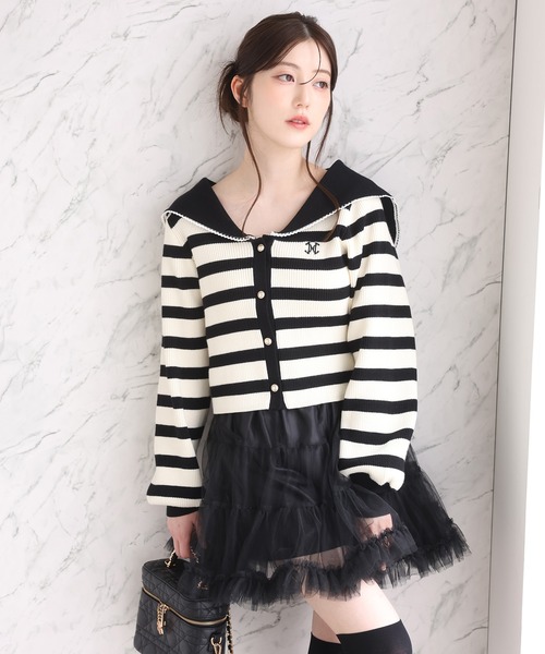 セール】セーラーカラーニットカーディガン（カーディガン/ボレロ