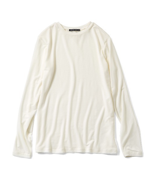 THREE FIFTY STANDARD(スリーフィフティースタンダード)の「THREE FIFTY STANDARD さらっとした肌ざわりのウール混Tシャツ(Tシャツ/カットソー・レディース・オフホワイト/杢グレー/ブラック・L/M)」の13枚目の写真