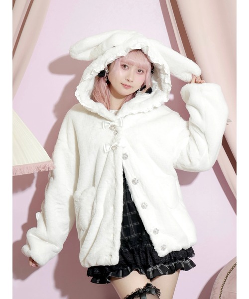 うさ耳ポケットハート袖スピンドルファーブルゾン（ブルゾン）｜NOEMIE