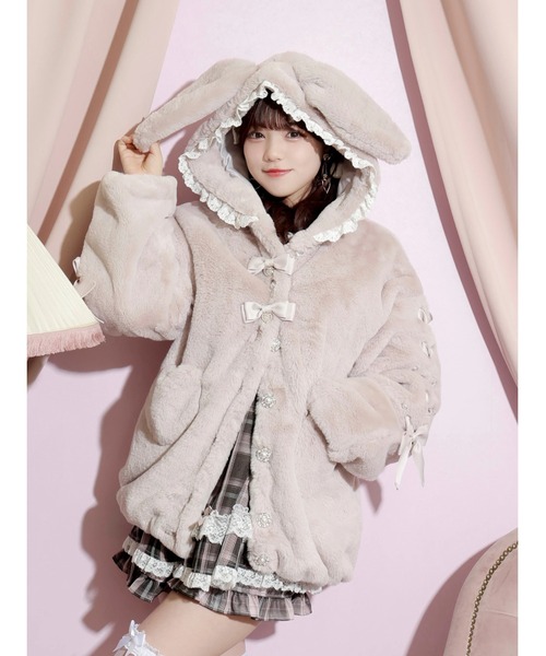 うさ耳ポケットハート袖スピンドルファーブルゾン（ブルゾン）｜NOEMIE