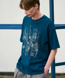 プリンティング10番手オーバーサイズTシャツ_ブルーグリーン