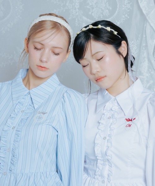 monepine フリル刺繍ペプラムバルーンシャツ フリル刺繍ペプラムバルーンシャツ / Frilled embroidered papalamb