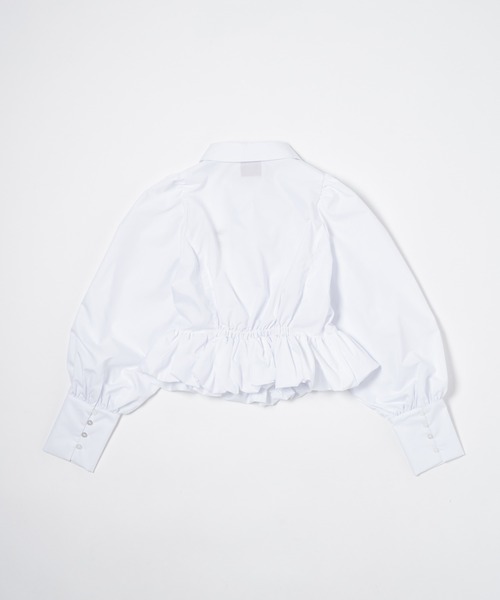 フリル刺繍ペプラムバルーンシャツ / Frilled embroidered papalamb