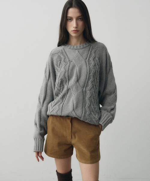 NOIRER FOR WOMAN(ノイアーフォーウーマン)の「ヘビーマルチケーブルニット(メランジグレー)(ニット/セーター・レディース・その他・FREE)」の1枚目の写真