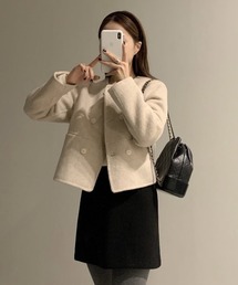シンプルダブルブレストショートコート