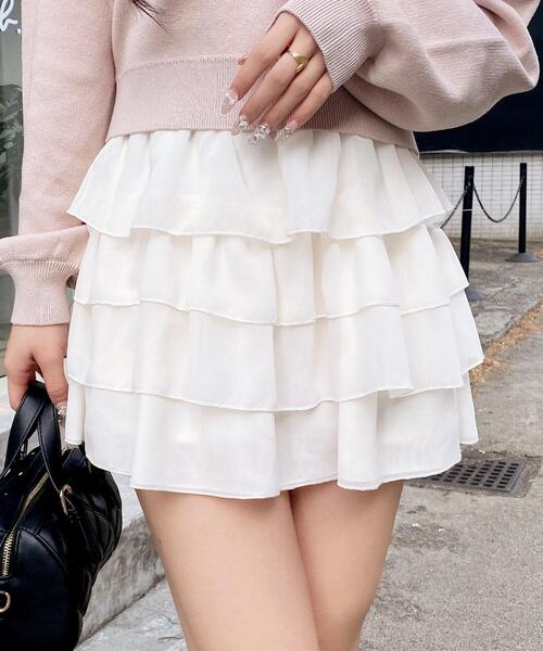 INGNI（イング）の「シアーフリルミニスカパン（スカート・レディース・ブラック/オフホワイト・FREE）」の17枚目の写真