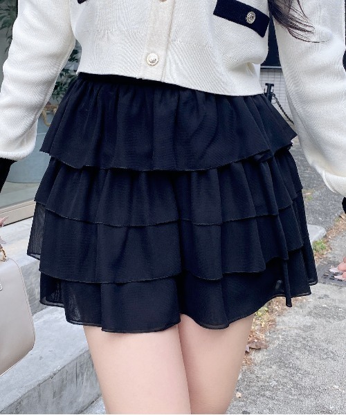 INGNI（イング）の「シアーフリルミニスカパン（スカート・レディース・ブラック/オフホワイト・FREE）」の2枚目の写真