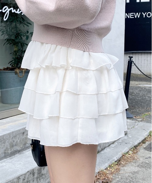 INGNI（イング）の「シアーフリルミニスカパン（スカート・レディース・ブラック/オフホワイト・FREE）」の6枚目の写真