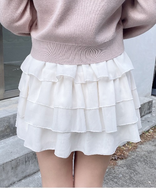 INGNI（イング）の「シアーフリルミニスカパン（スカート・レディース・ブラック/オフホワイト・FREE）」の7枚目の写真