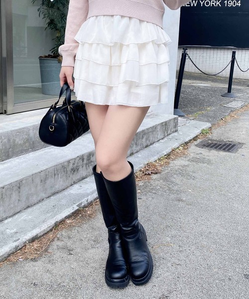 INGNI（イング）の「シアーフリルミニスカパン（スカート・レディース・ブラック/オフホワイト・FREE）」の8枚目の写真