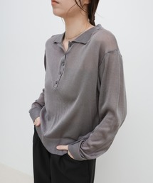 【ZOZO限定】シアーポロニットロングスリーブトップス
