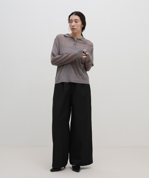select MOCA(セレクトモカ)の「【ZOZO限定】シアーポロニットロングスリーブトップス(ニット/セーター・レディース・ブラック/アイボリー/グレー・FREE)」の10枚目の写真