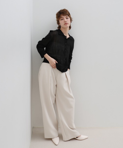 select MOCA(セレクトモカ)の「【ZOZO限定】シアーポロニットロングスリーブトップス(ニット/セーター・レディース・ブラック/アイボリー/グレー・FREE)」の21枚目の写真