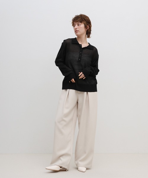 select MOCA(セレクトモカ)の「【ZOZO限定】シアーポロニットロングスリーブトップス(ニット/セーター・レディース・ブラック/アイボリー/グレー・FREE)」の18枚目の写真