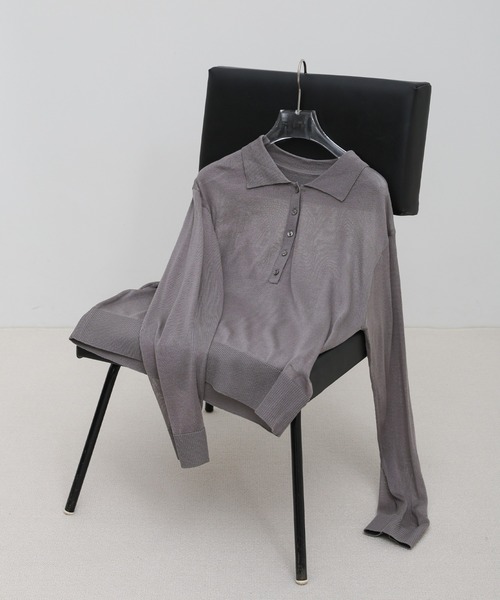 select MOCA(セレクトモカ)の「【ZOZO限定】シアーポロニットロングスリーブトップス(ニット/セーター・レディース・ブラック/アイボリー/グレー・FREE)」の15枚目の写真