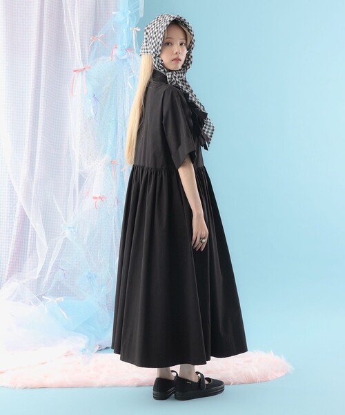 CAROLINA GLASER(カロリナ グレイサー)の「リボン いっぱい コットン シャツワンピース(ワンピース・レディース・ブラック/ラベンダー・SMALL/MEDIUM)」の11枚目の写真