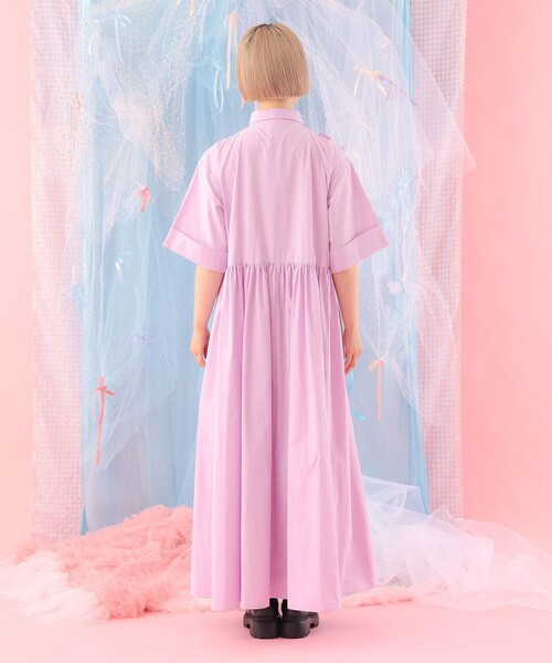 CAROLINA GLASER(カロリナ グレイサー)の「リボン いっぱい コットン シャツワンピース(ワンピース・レディース・ブラック/ラベンダー・SMALL/MEDIUM)」の15枚目の写真