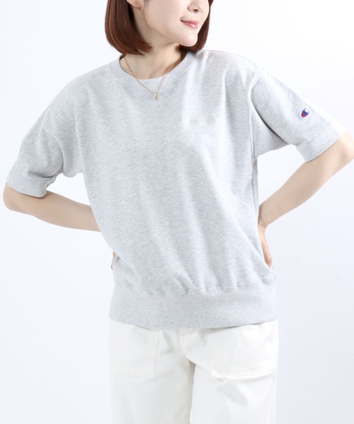 Champion(チャンピオン)の「Champion(チャンピオン)半袖スウェットトレーナー/裏毛 クルーネック ショートスリーブ(スウェット・レディース・ネイビー/ブラック/レッド系/オフホワイト/アッシュグレー・M/L)」の4枚目の写真